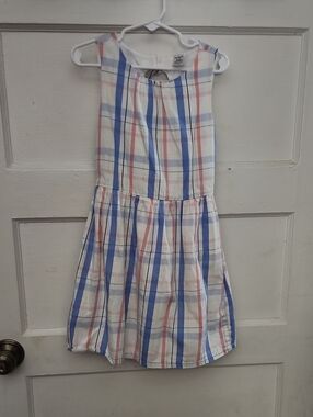 Carter's White Blue Pink Plaid Sleeveless Dress